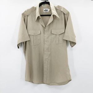Vintage Woolrich Women's Khaki Casual Button Down Shirt Size XL